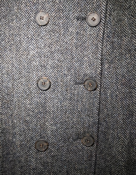 House Of Bruar Harris Tweed Grey Herringbone Double Breasted Jacket Size 12 VGC - Picture 5 of 8